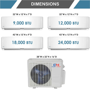 COOPER AND HUNTER Tri 3 Zone Ductless Mini Split Air Conditioner Ceiling Cassette Heat Pump 12000 12000 12000