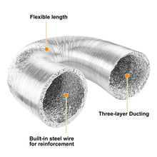 Hydro Crunch Non-Insulated Flexible Aluminum Ducting with Duct Clamps