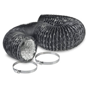 Hydro Crunch Non-Insulated Black Lightproof Flexible Aluminum Ducting with Duct Clamps