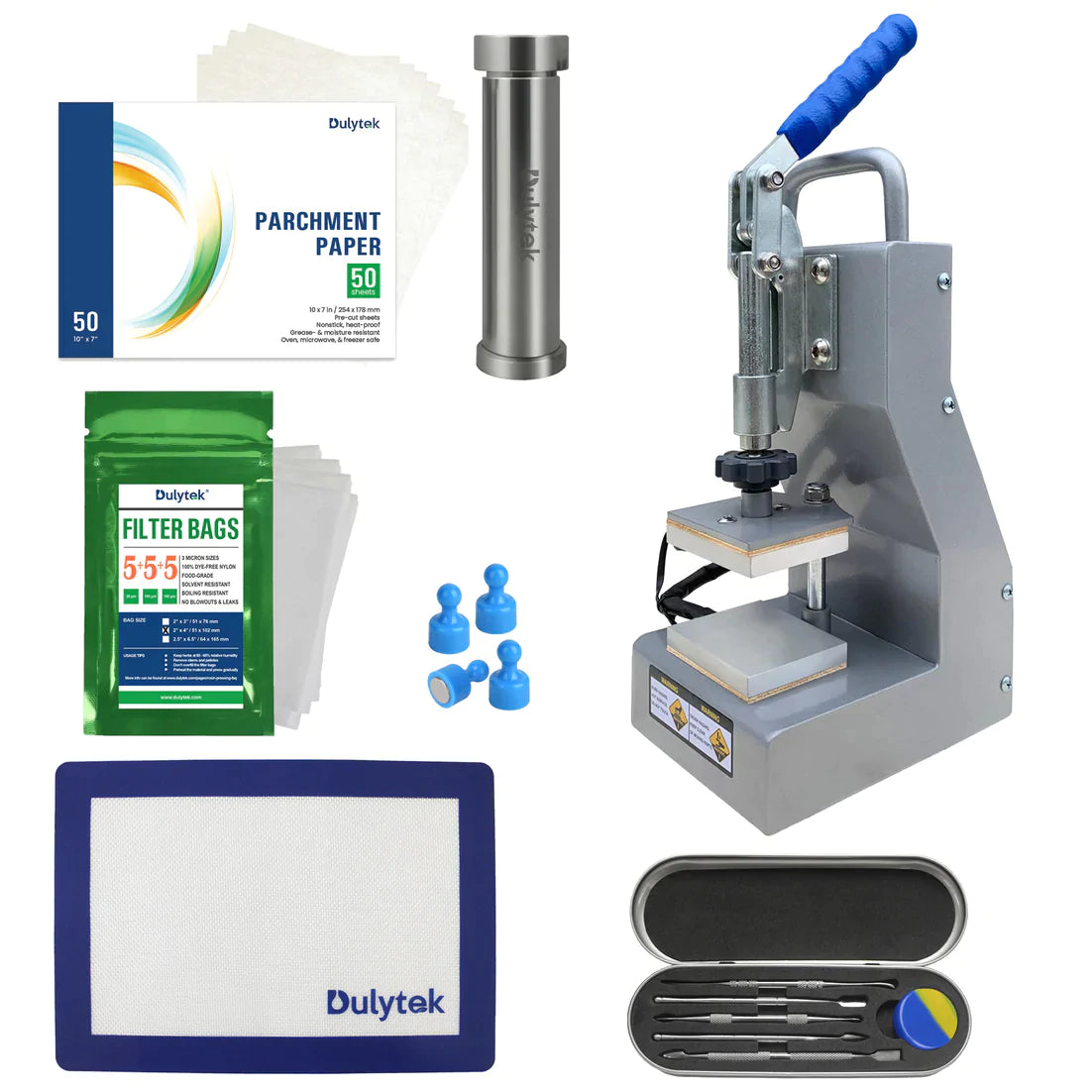 Dulytek DM800 Personal Rosin Heat Press and Accessories Bundle