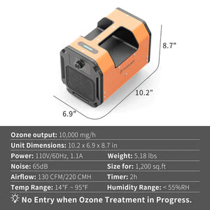 BASEAIRE O-UVC2 PRO-15G 10,000 MG/H OZONE GENERATOR, O-UVC2 PRO COMMERCIAL O3 AIR PURIFIER WITH ADJUSTABLE SETTINGS, CARRY HANDLE, HEAVY DUTY AIR CLEANER, FOR LARGE ROOMS, CARS, PETS