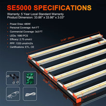 Spider Farmer Upgraded SE5000 480W Full Spectrum LED Grow Light