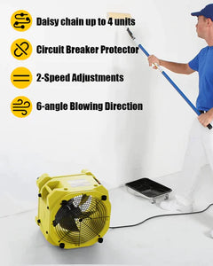 ALORAIR ZEUS EXTREME AXIAL FAN HIGH-VELOCITY AIR MOVER 3000CFM WITH HOUR METER,VARIABLE SPEED,CIRCUIT BREAKER PROTECTION