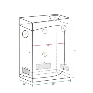 Mars Hydro 2x4 Grow Tent - 48"X24"X71" (120X60X180 cm)