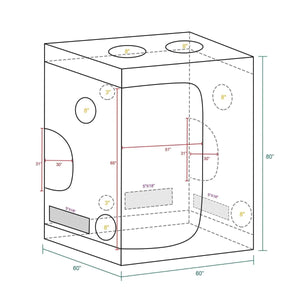 Mars Hydro 5x5 Grow Tent - 60"X60"X80" (150X150X200 cm)