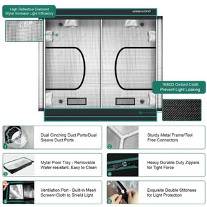 Mars Hydro 4x8 Grow Tent - 96''X48''X80'' (240X120X200 cm)